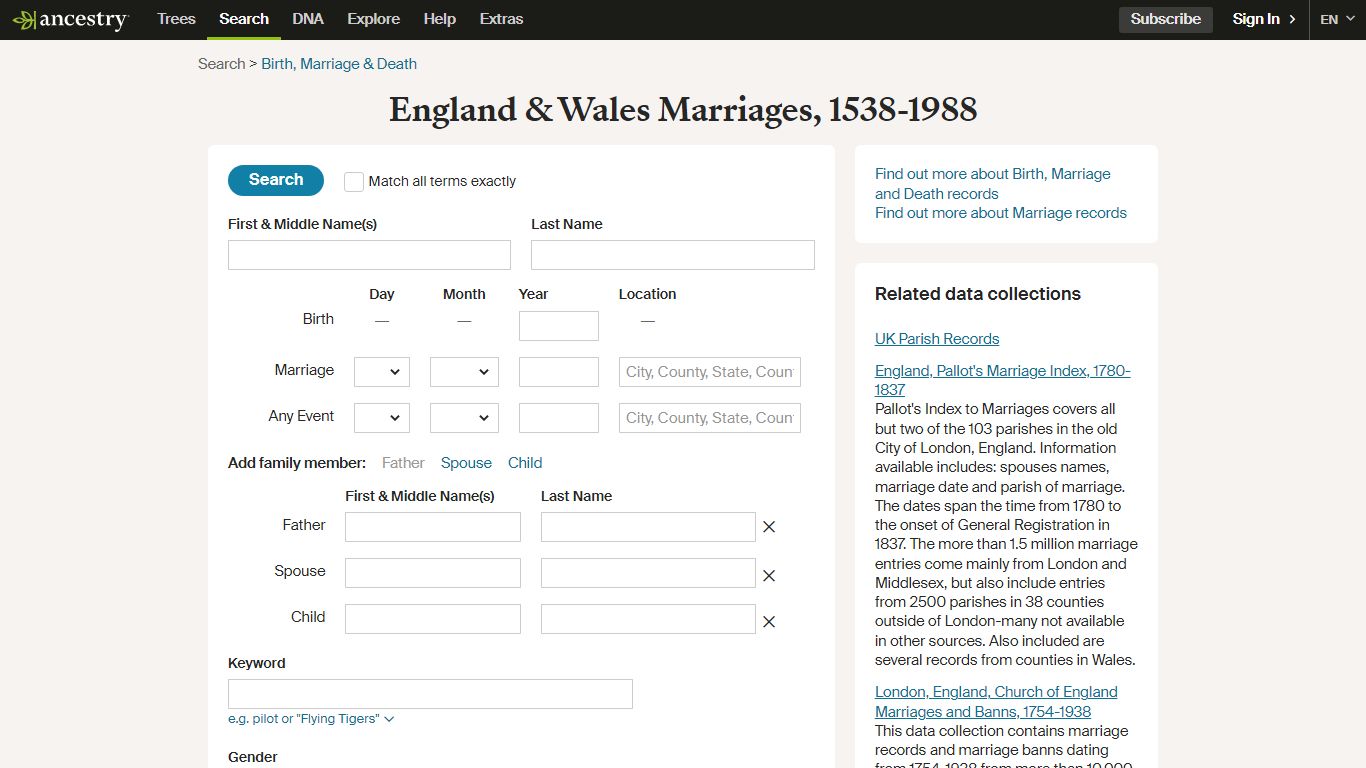 England & Wales Marriages, 1538-1988 - Ancestry.com